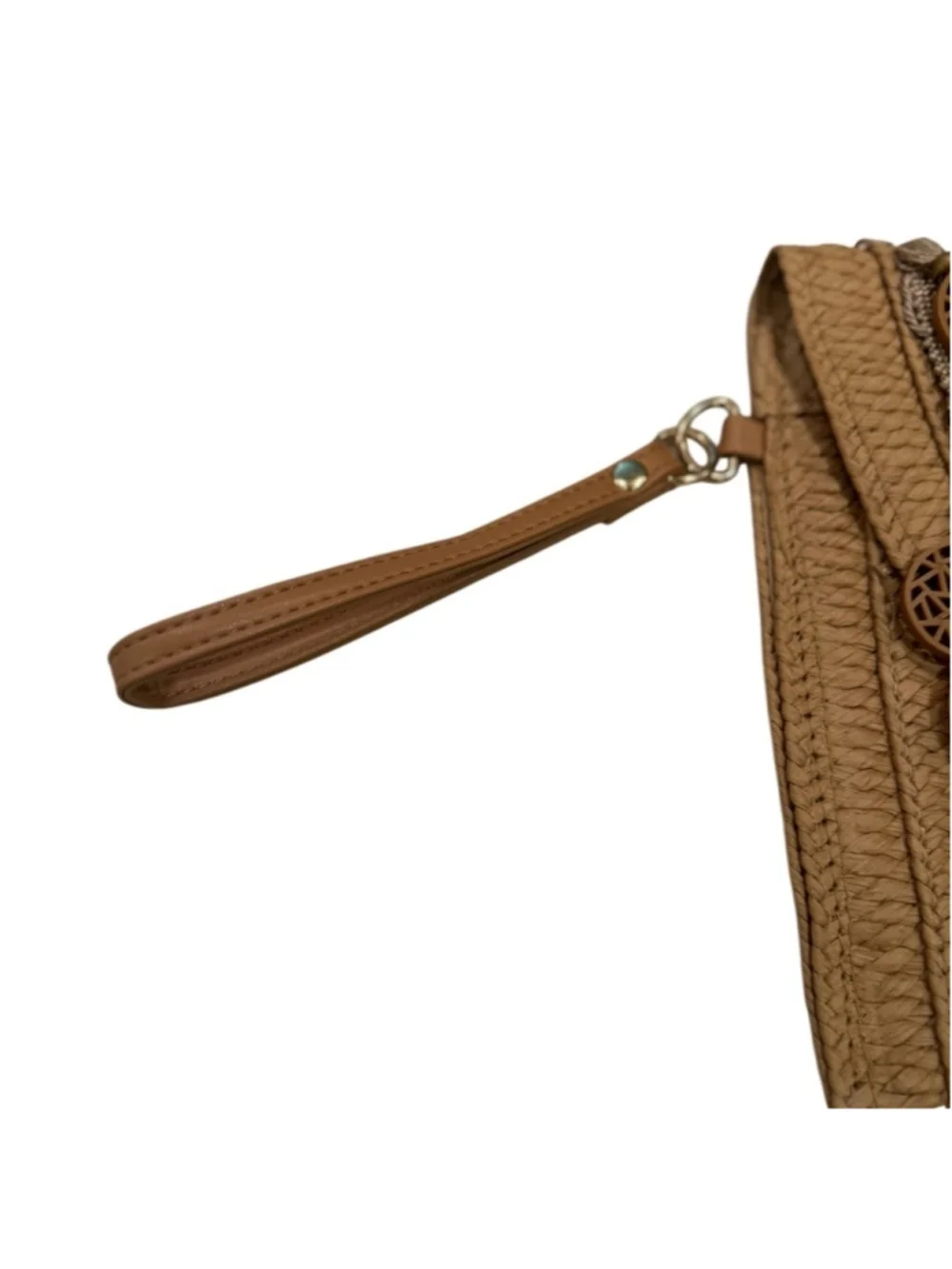 Boho Basket Woven Clutch Wristlet with Tassel Accents